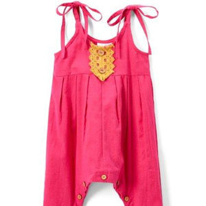 NEW Boho Kids Pink Jumpsuit with Yellow Lace